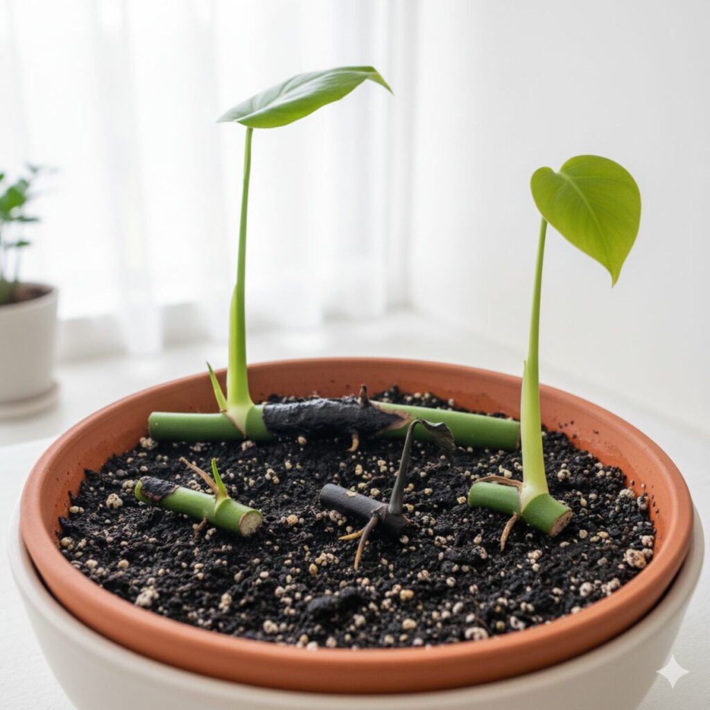 モンステラが茎伏せで黒くなる時の復活法