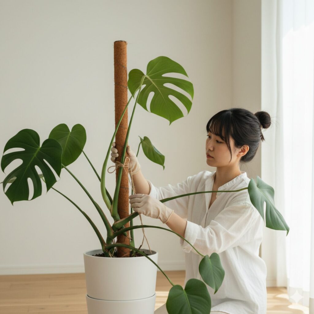 横に広がるモンステラを縦に伸ばす！失敗しない支柱の立て方【完全ガイド】