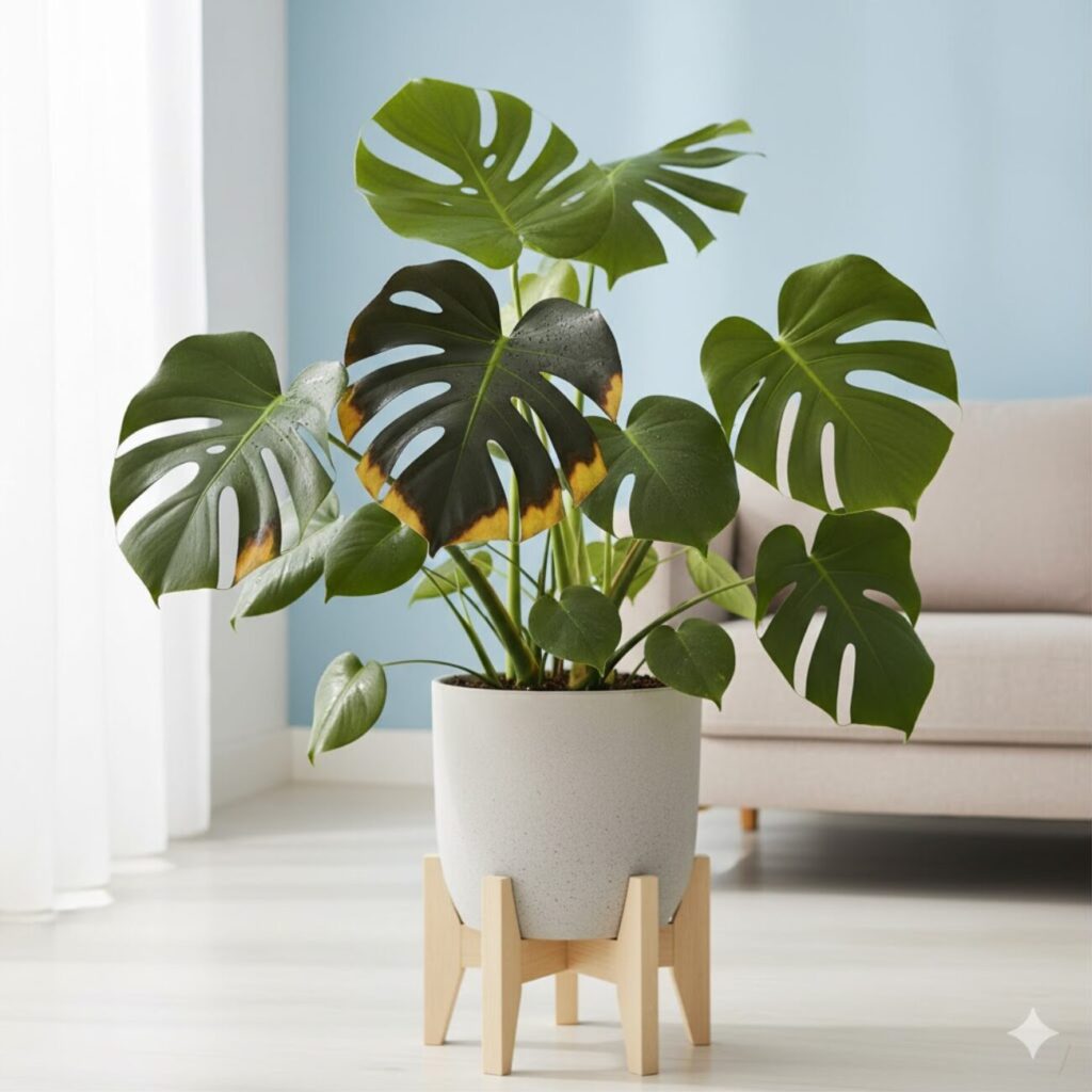 モンステラの葉が黒くなる原因と症状