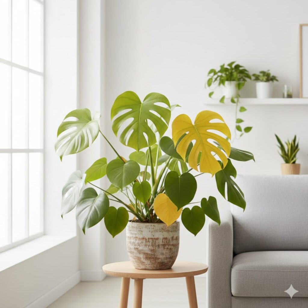 モンステラの黄色くなった葉はどうするべき?症状別の原因