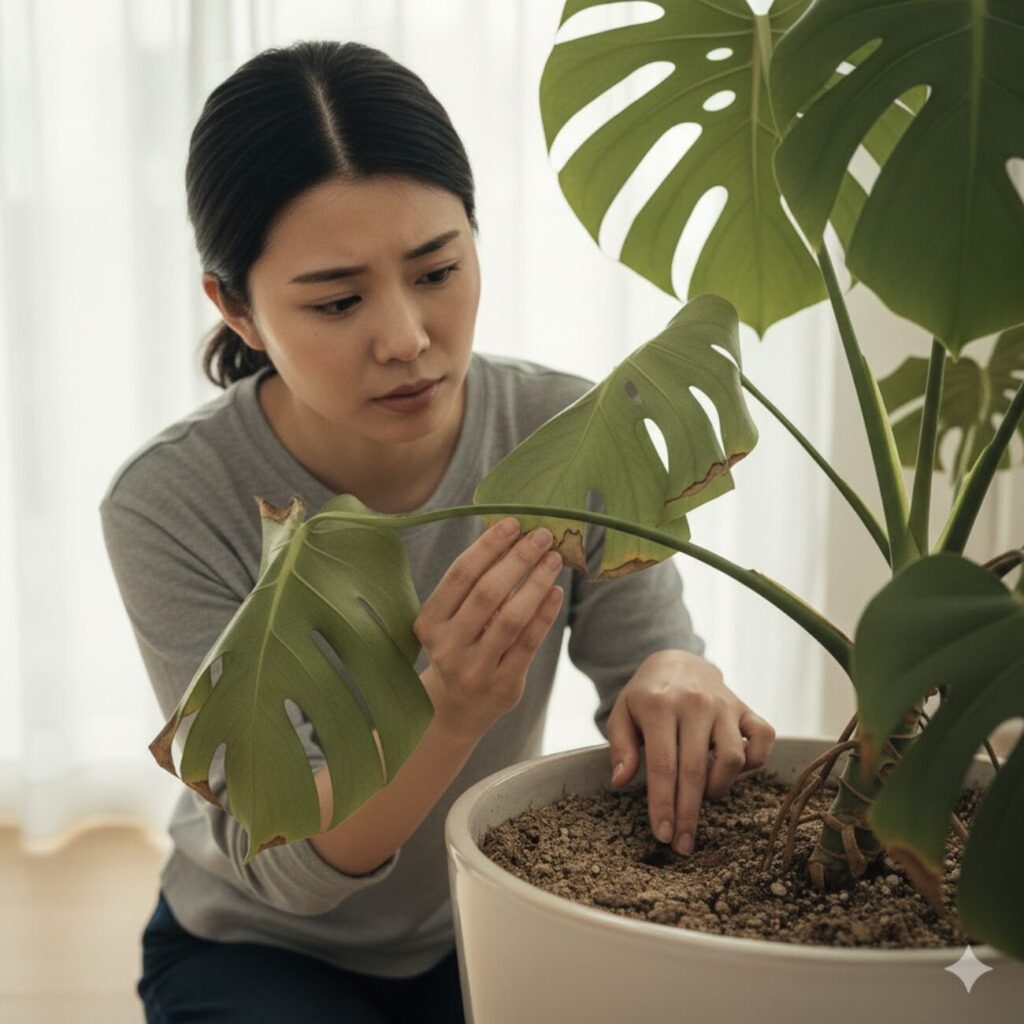 モンステラの水不足サイン・症状を見極める