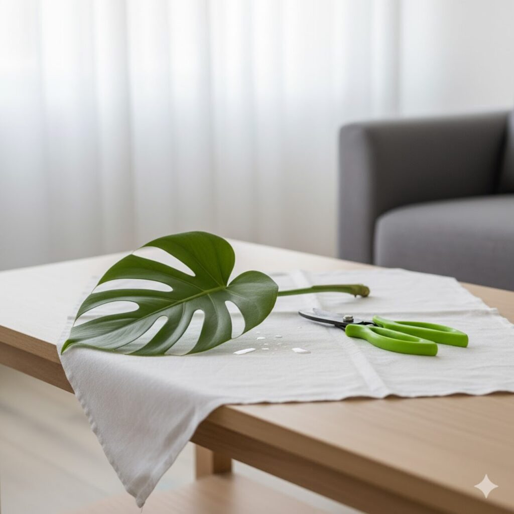 モンステラ 正しい切る場所と挿し穂の準備