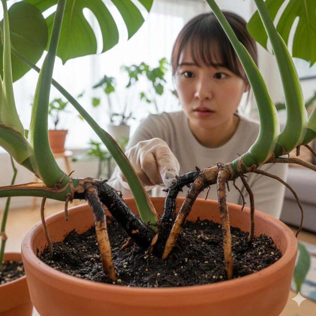 モンステラ 気根が黒いのはなぜ?症状を確認!