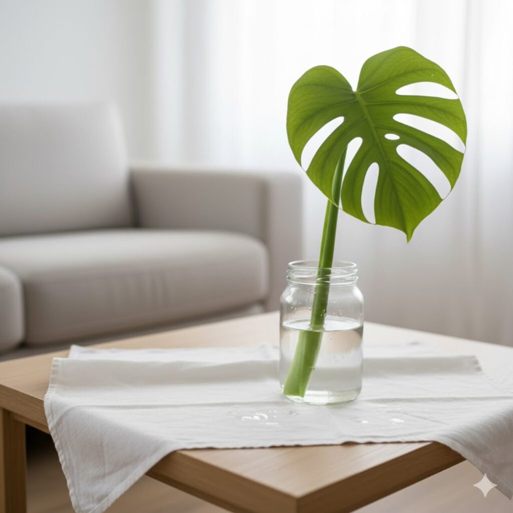 モンステラ 葉だけ・茎だけの水差しは間違い?