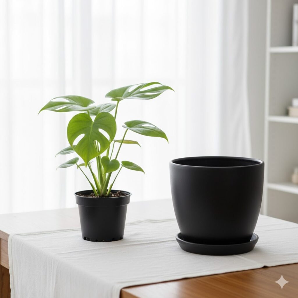 モンステラ 鉢の大きさは大きすぎ・大きめでもいい?