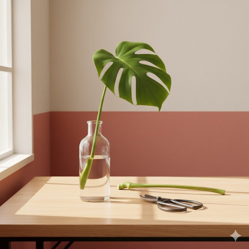 モンステラ 水差しは「節なし」「茎だけ」ではNG!切る場所はどこ?