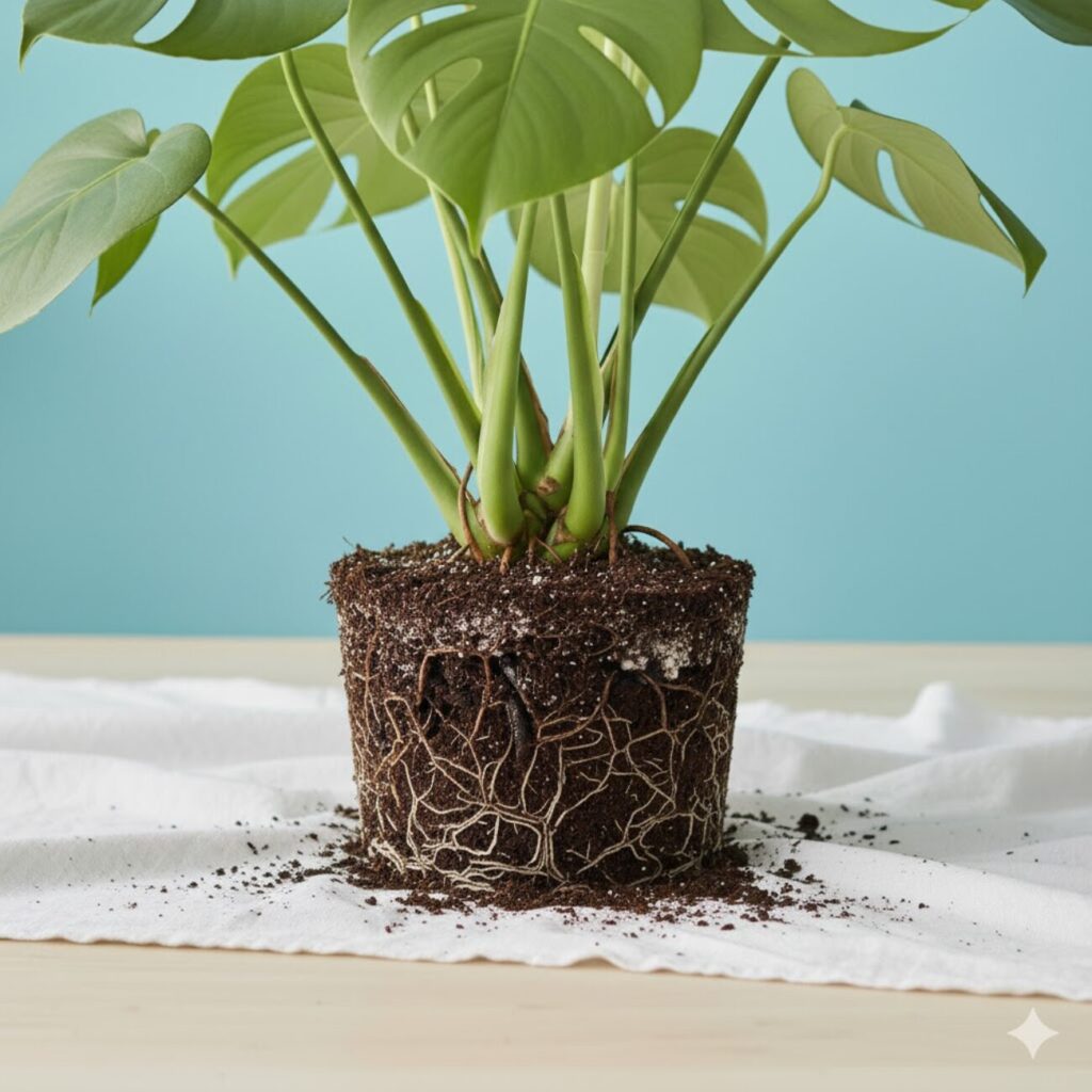 モンステラ 植え替えで古い根っこは切っていい?