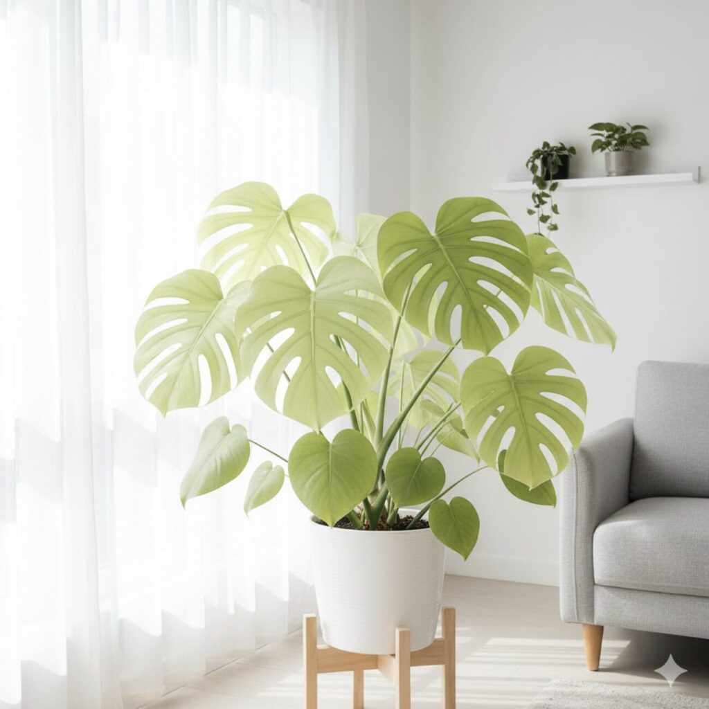 モンステラ 葉の色が薄いのは日照不足?