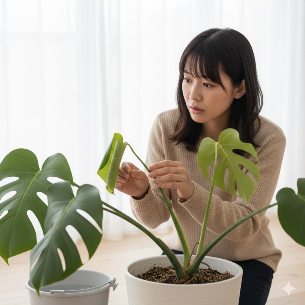 モンステラ 葉が丸まるのは水不足のサイン?