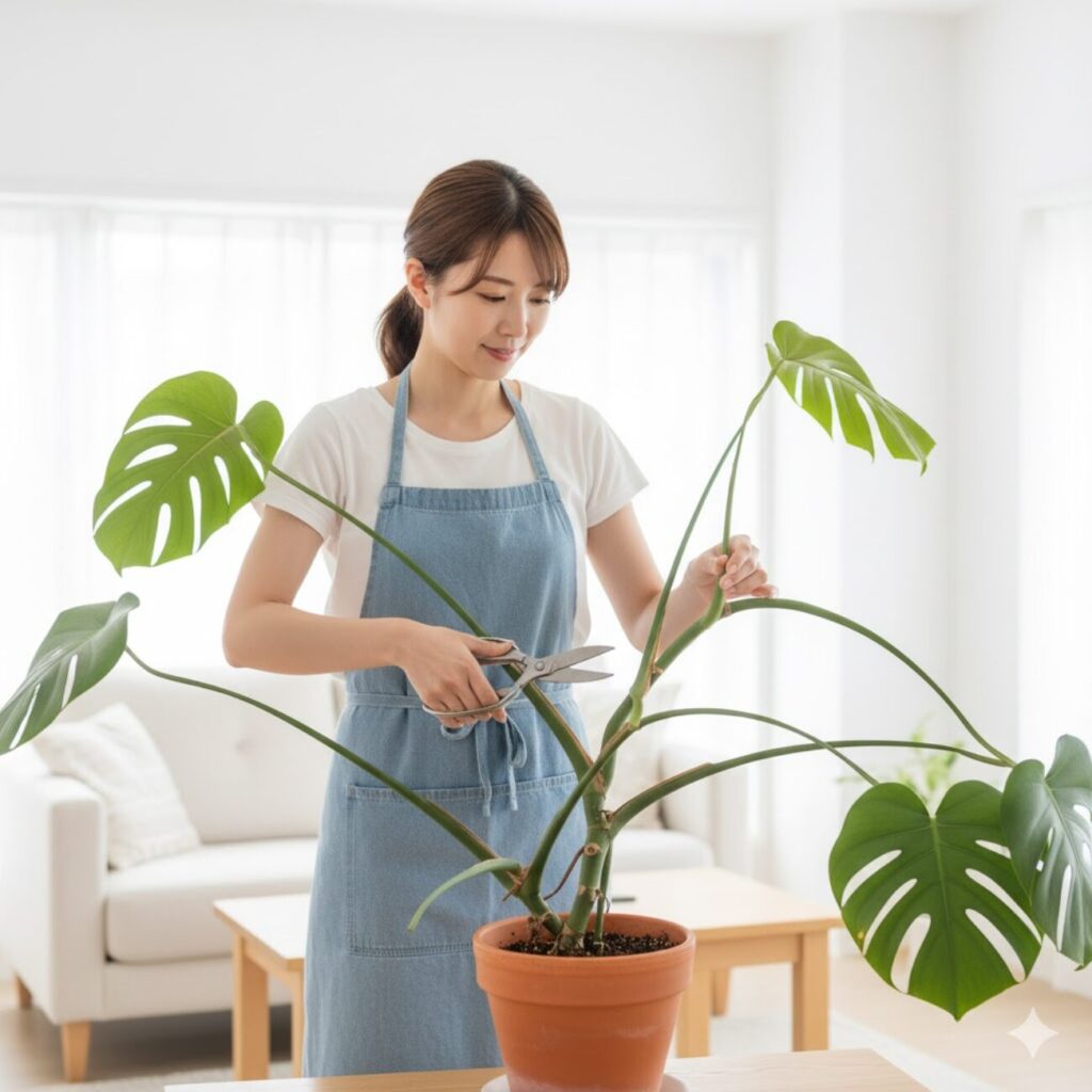 実践!モンステラが徒長した時の仕立て直しの方法