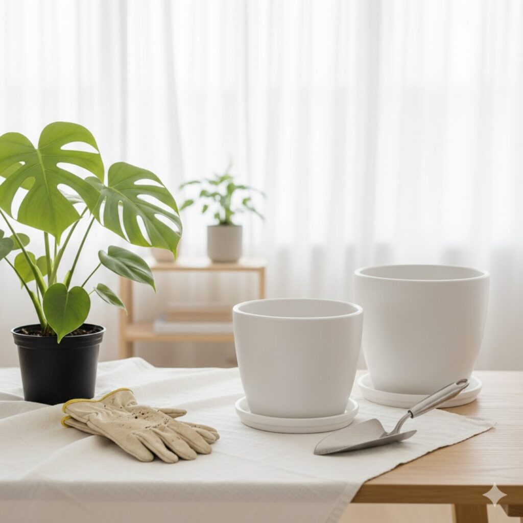 モンステラ植え替え時の鉢の大きさに関する注意点