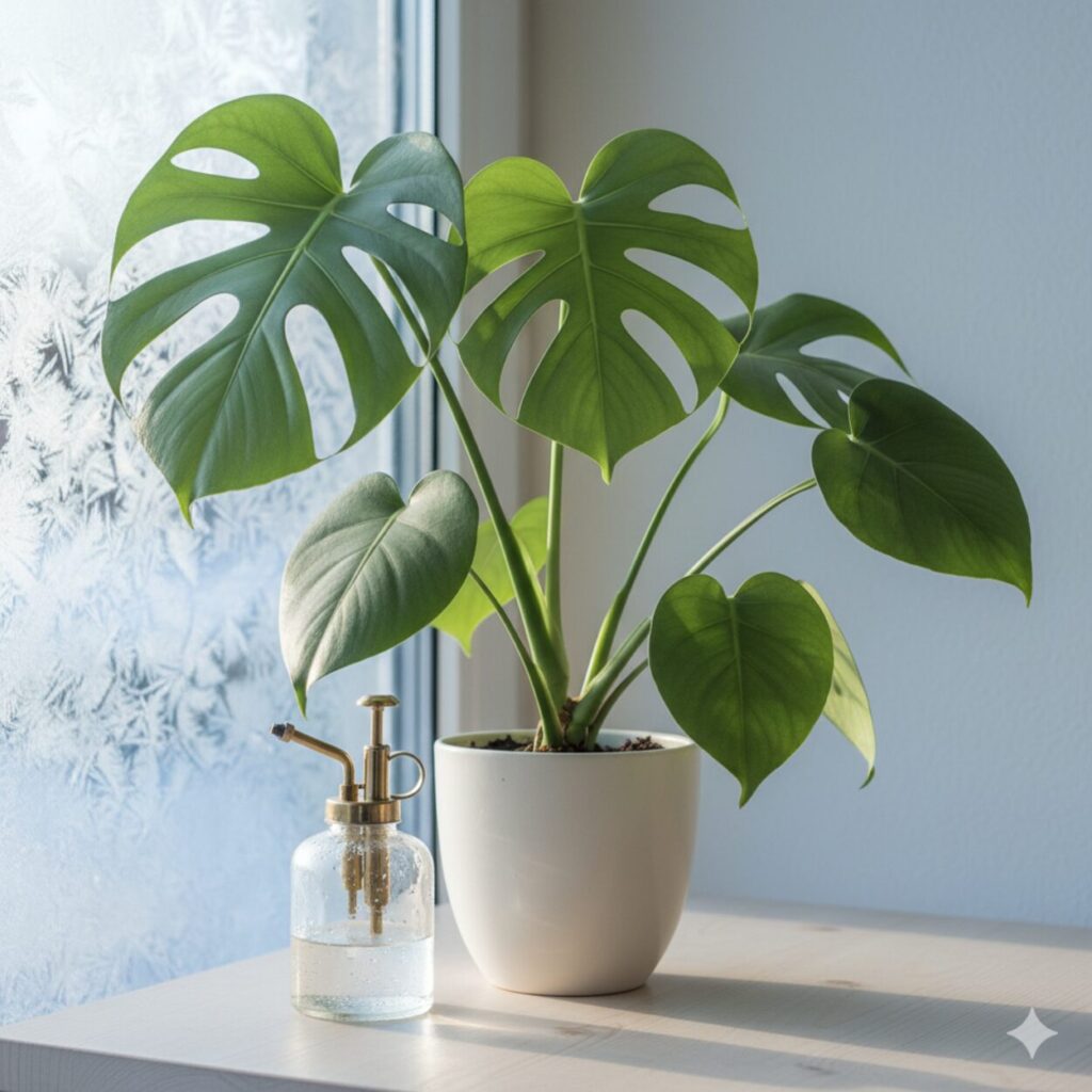 モンステラ 乾燥しがちな冬の葉水はどうする?