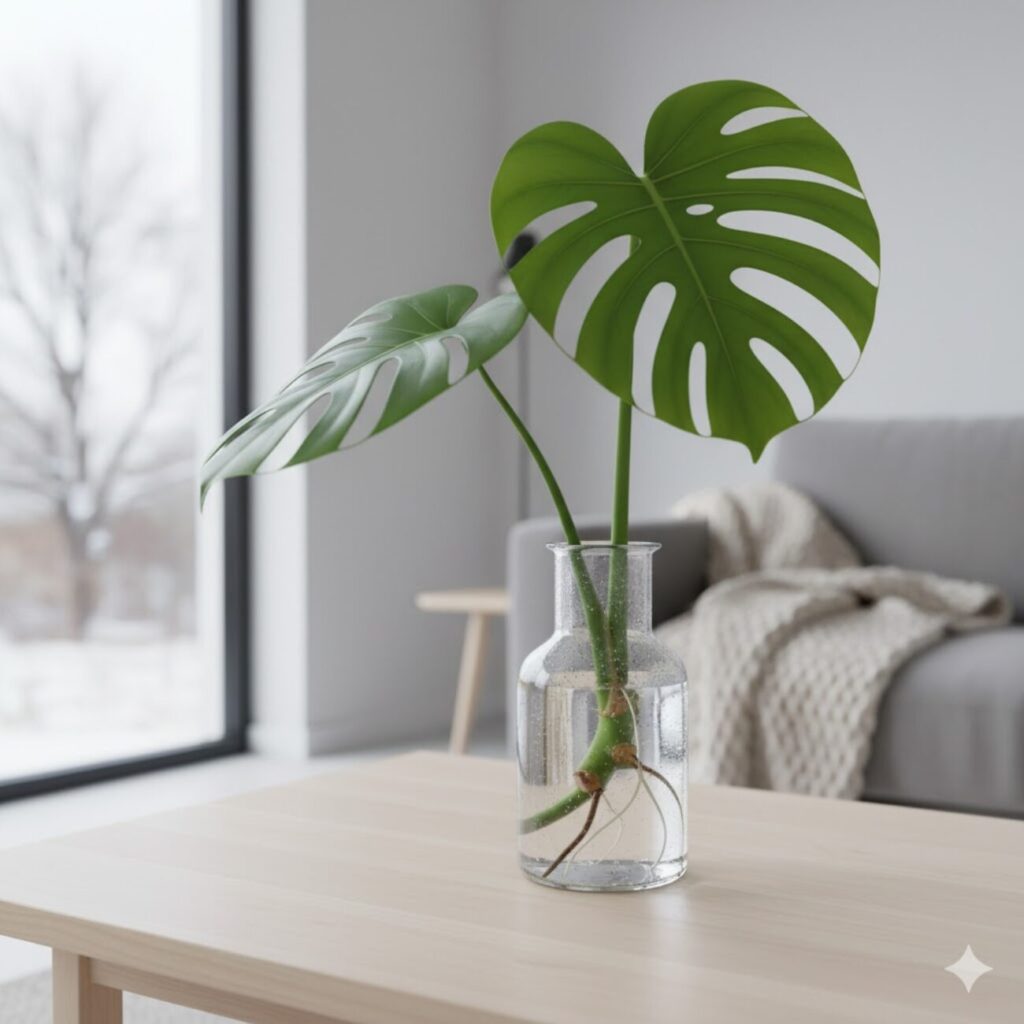 モンステラの水差しは冬でもできるのか