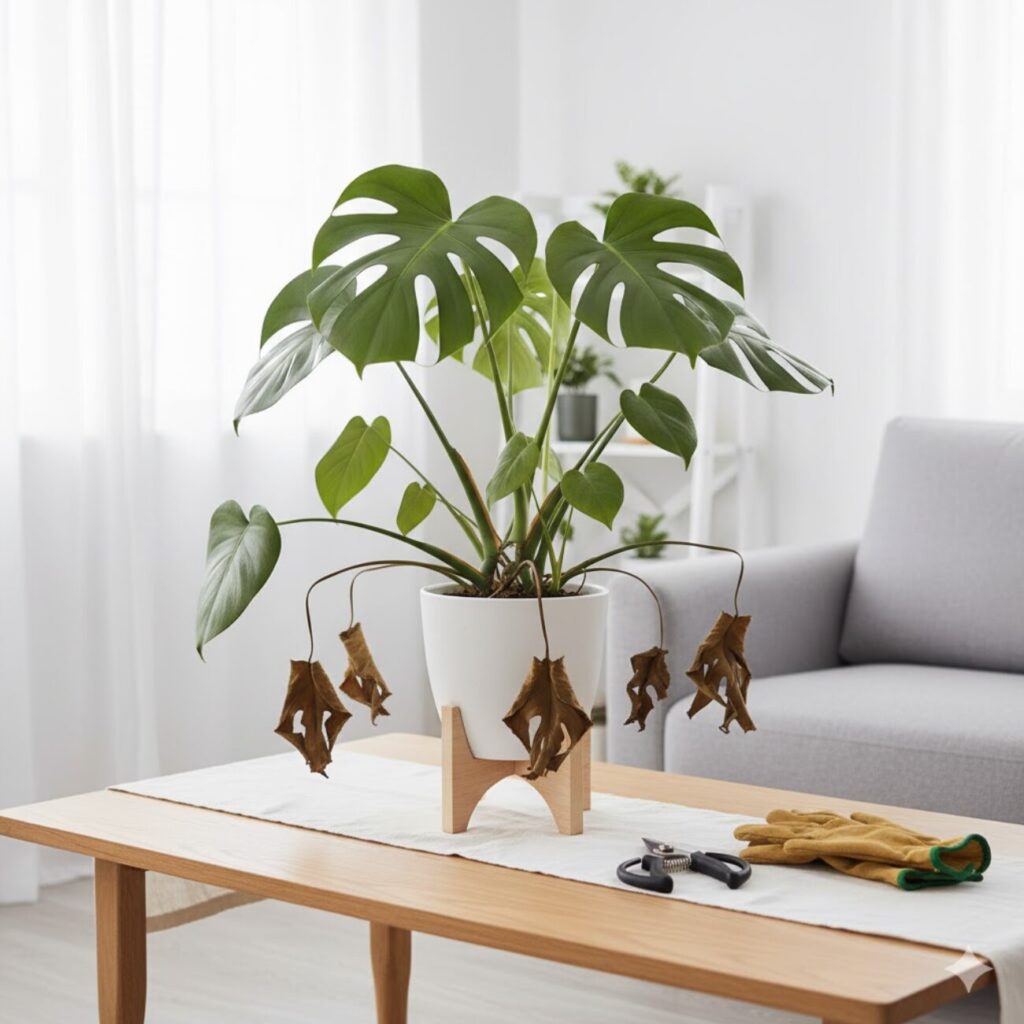 モンステラ 枯れた葉はどこから切る?切り方のコツ