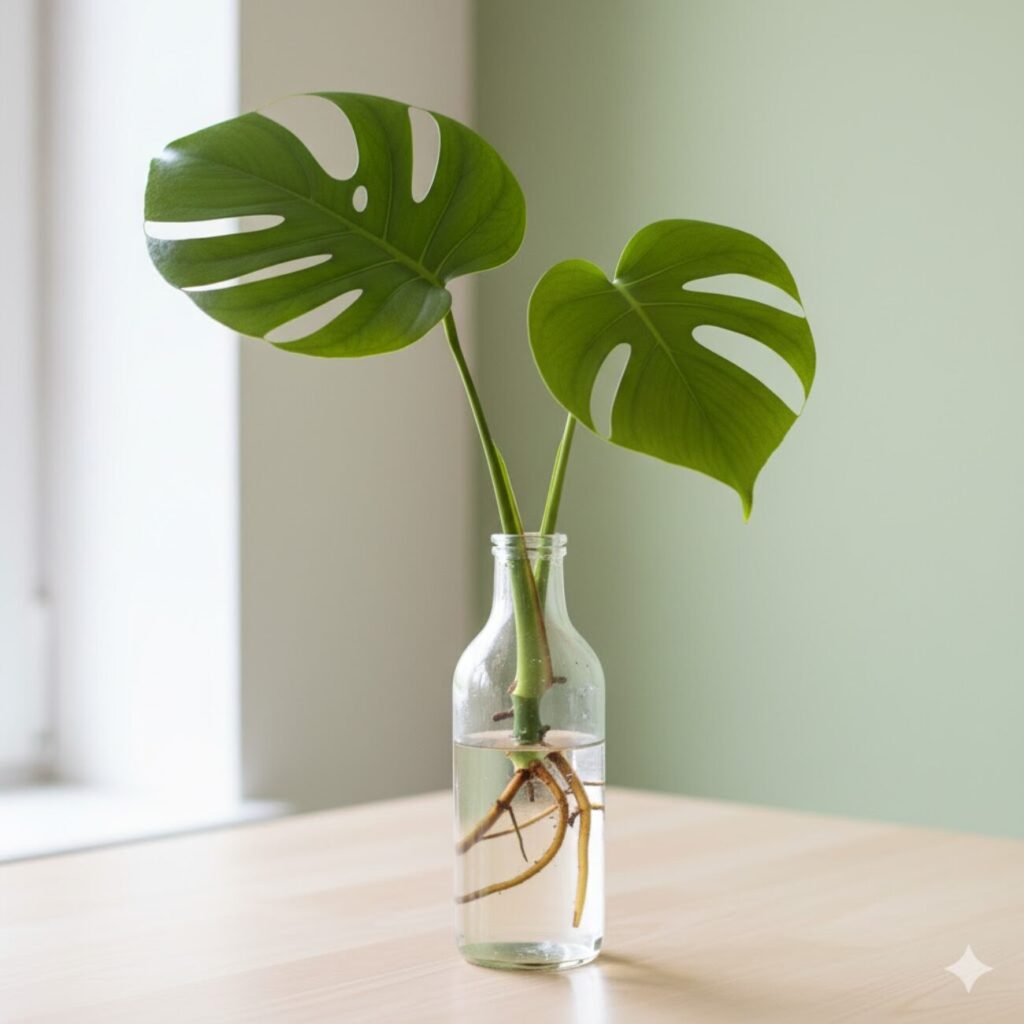 一本だけのモンステラを水差しで再生する