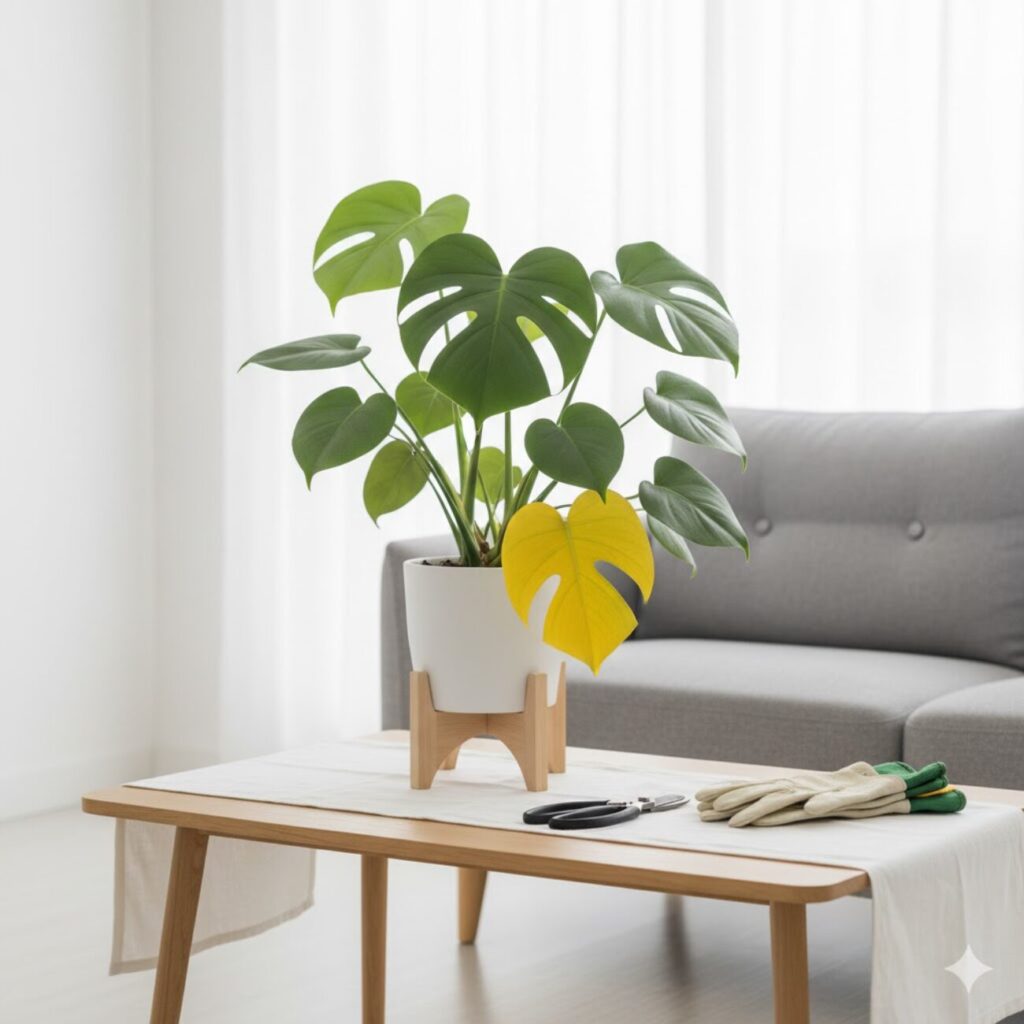 モンステラ 下の葉を切る時の注意点