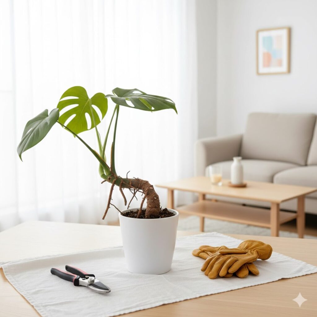 モンステラ 木質化した部分の剪定は必要か