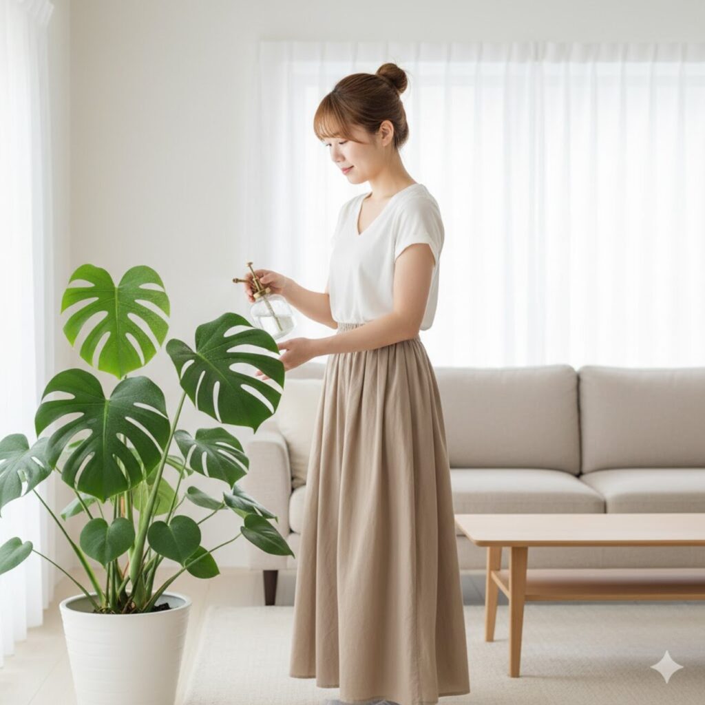 モンステラに霧吹きをしたらどうなる?