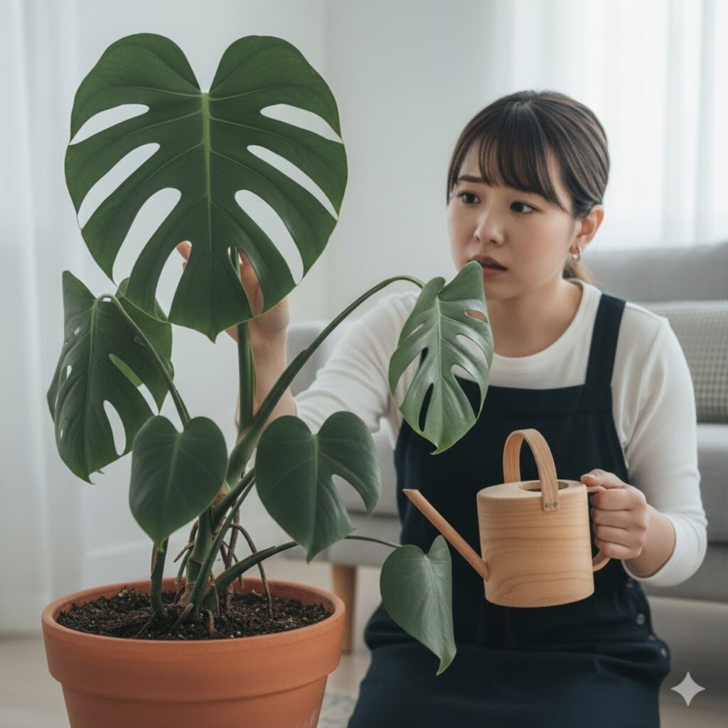モンステラが水不足しているサインは？