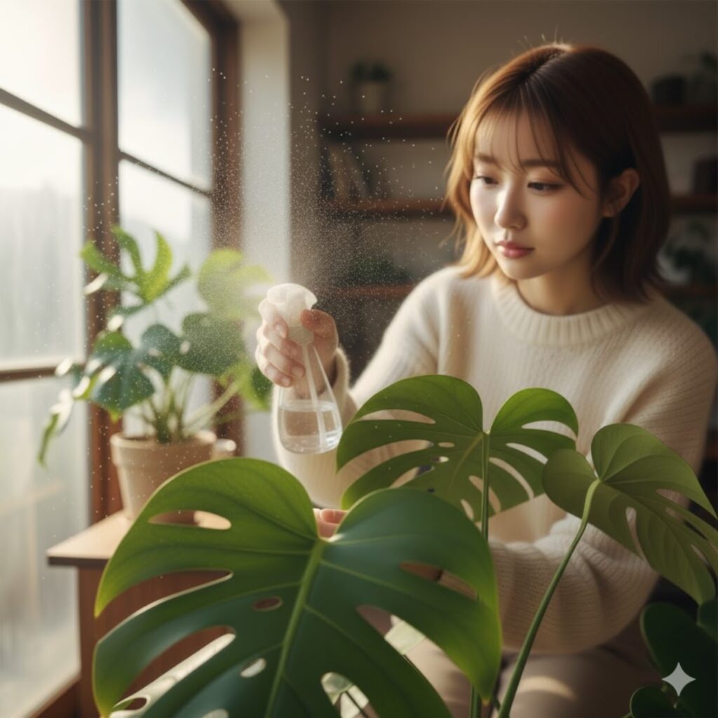 モンステラに霧吹きは必要か