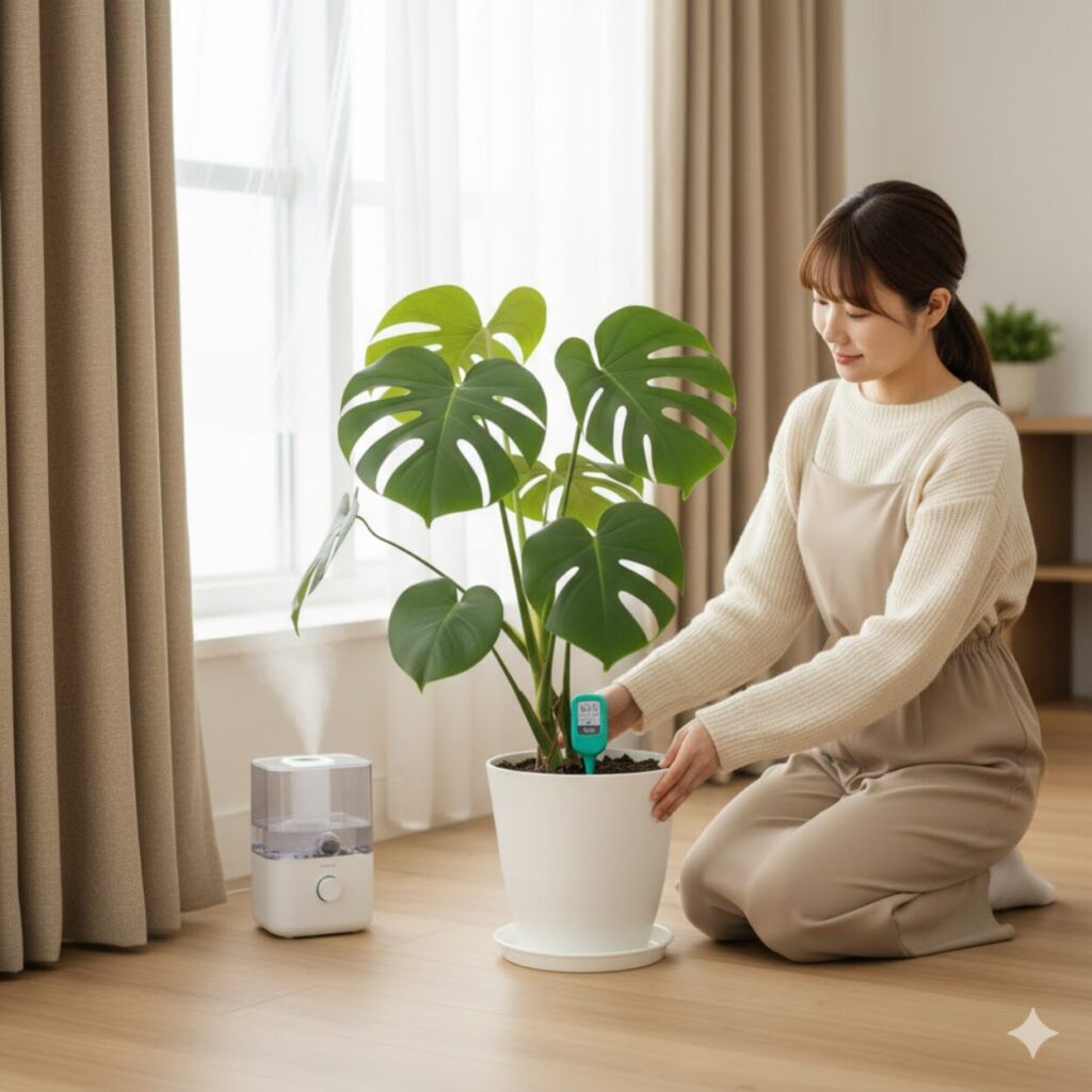 モンステラの冬越しで断水せず水やり頻度を守るコツ