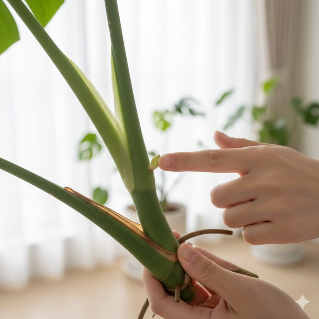 モンステラの成長点はどこにある？見分け方