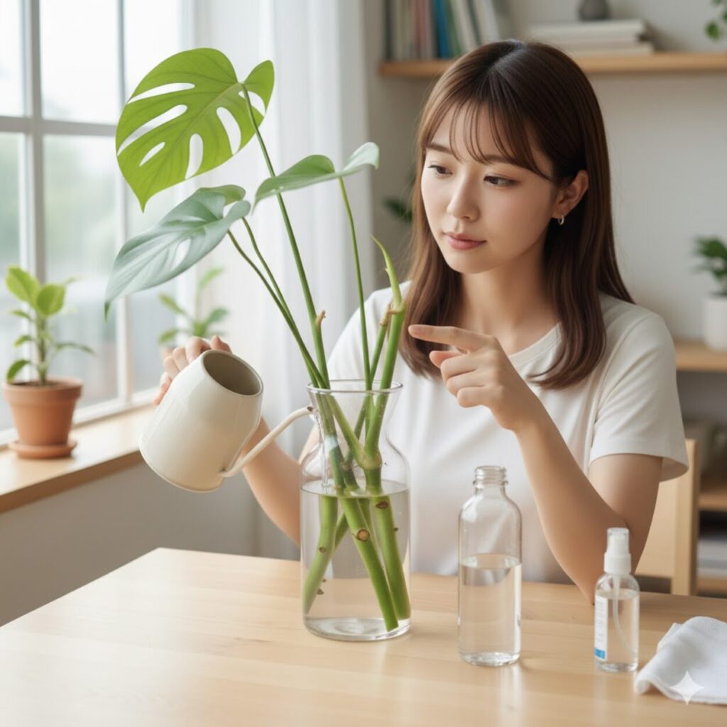 モンステラの水差しで「気根なし」の場合の管理・対処法