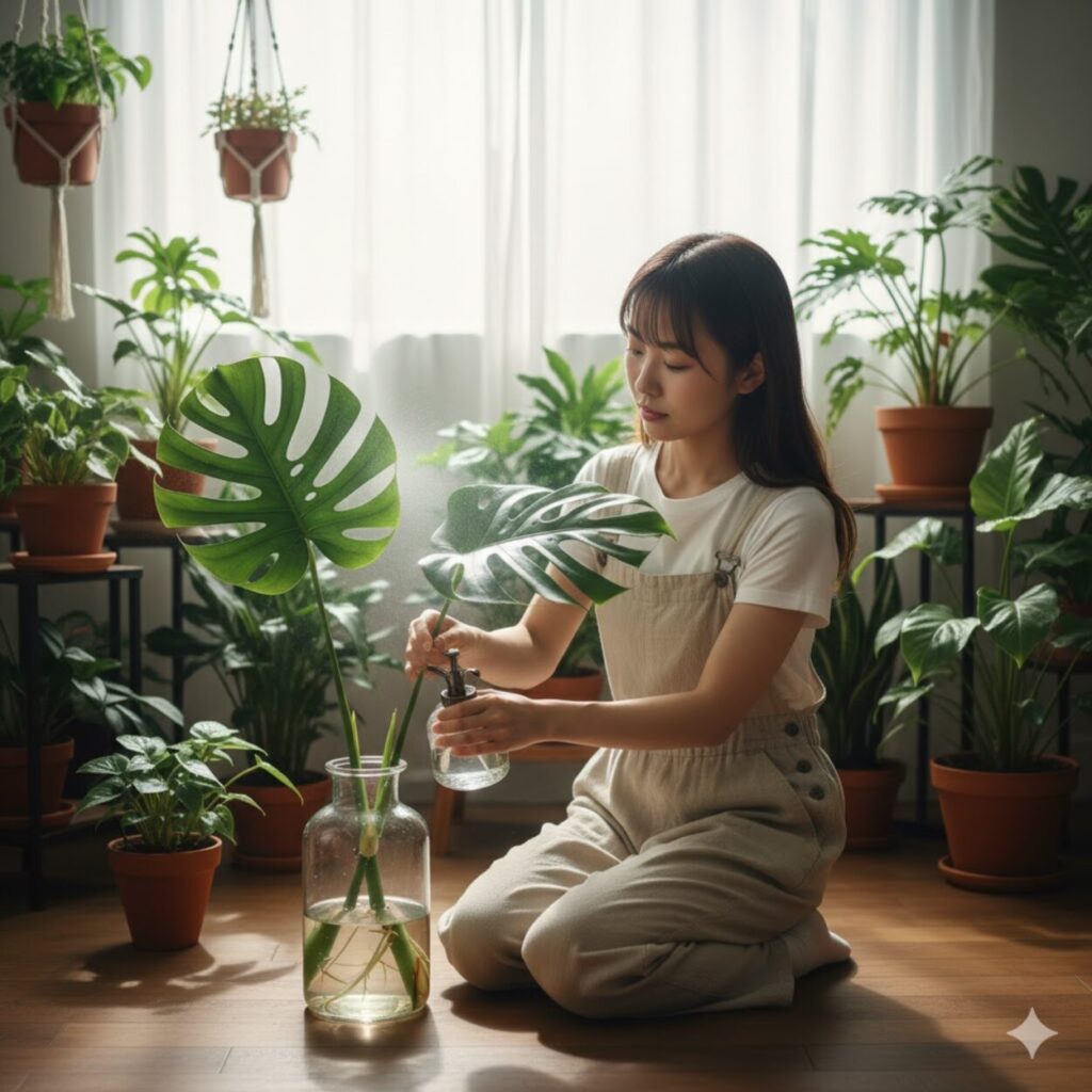 モンステラの水差しに関する切る場所以外の管理術