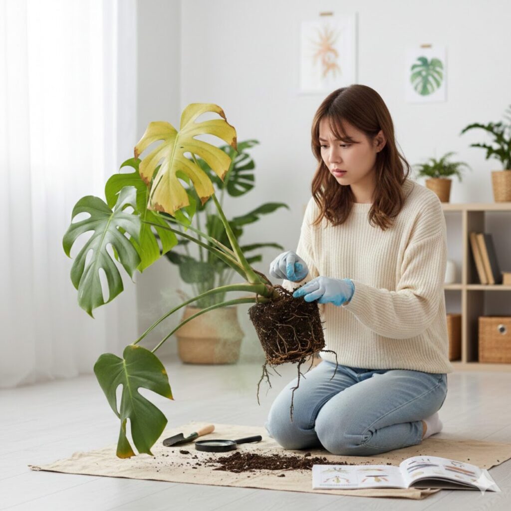 モンステラを植え替え失敗から復活させるための原因診断