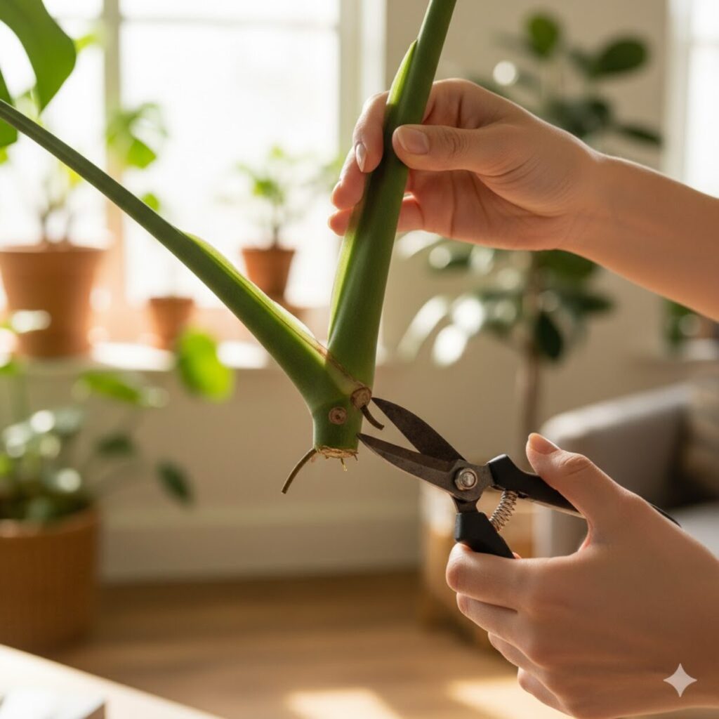 モンステラを水差しするために切る場所の必須条件