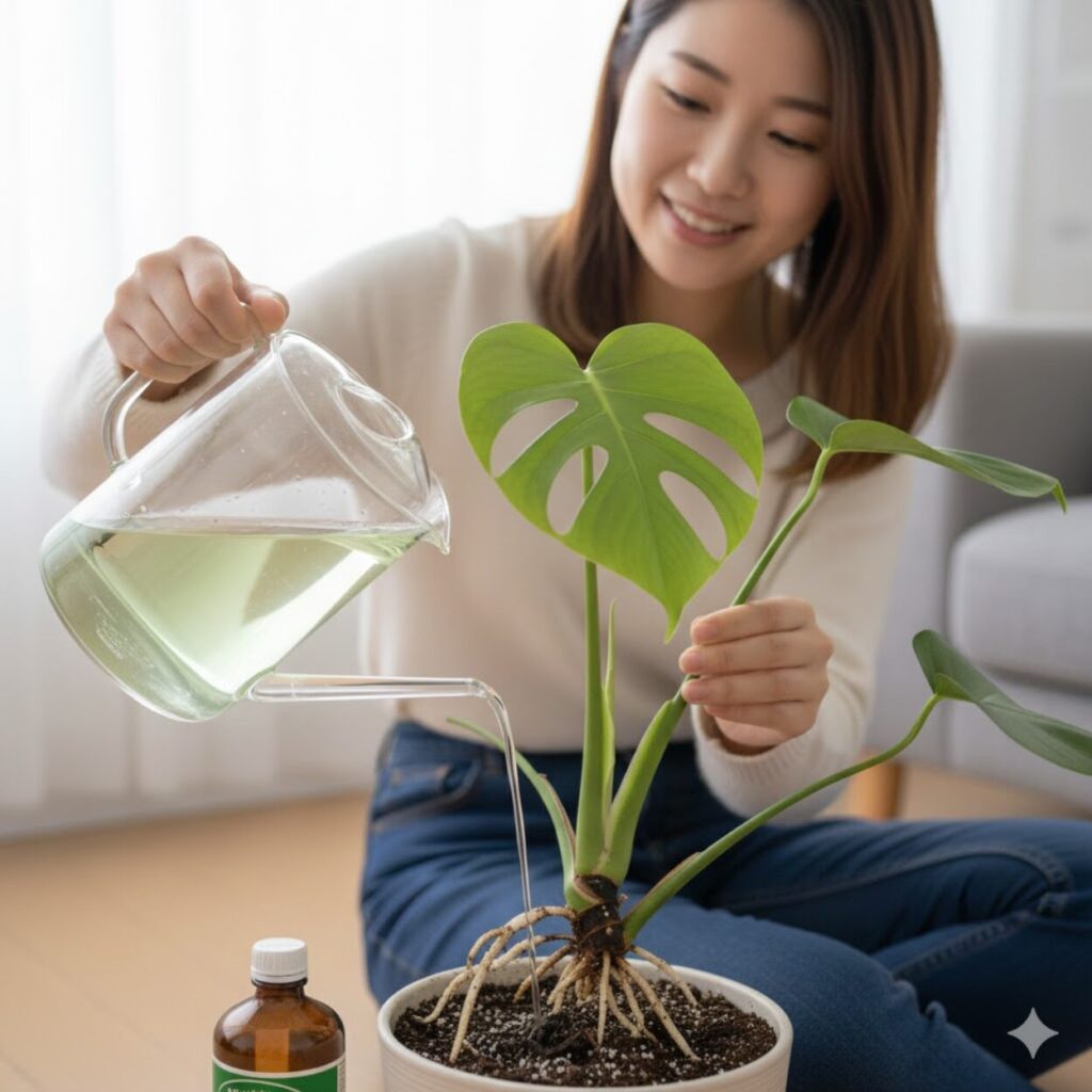 モンステラ 回復を助けるメネデールの効果