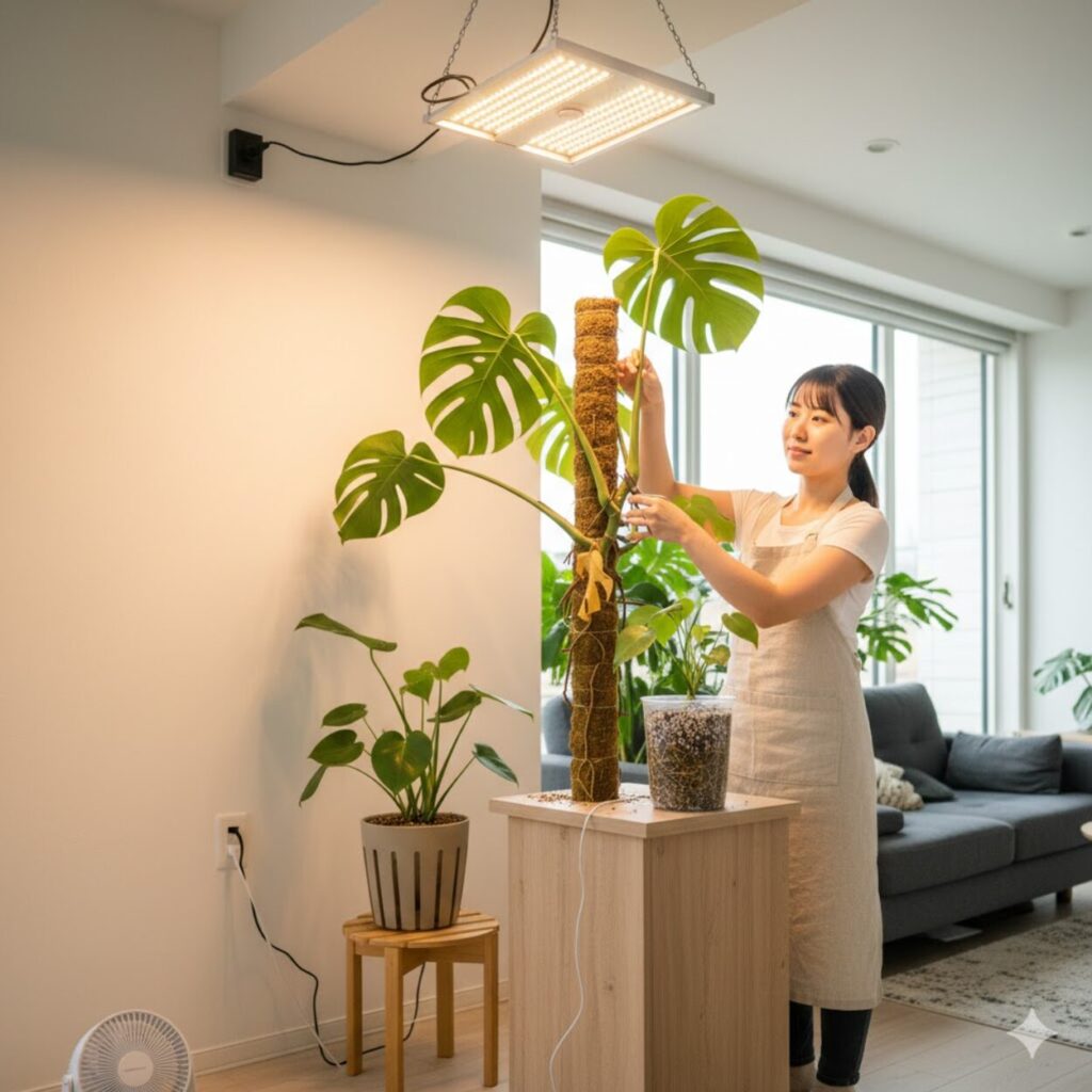 モンステラ 室内でモンステラを育てるならLEDライトも活用