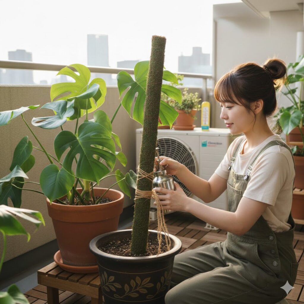 モンステラ　強風で倒れないための支柱と固定方法
