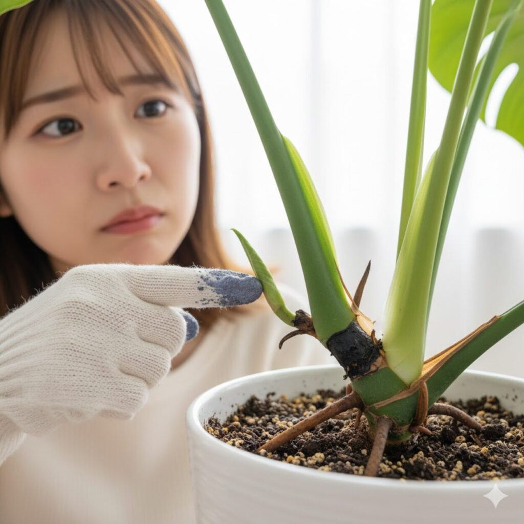 モンステラ　成長点が黒いなら根腐れを疑う