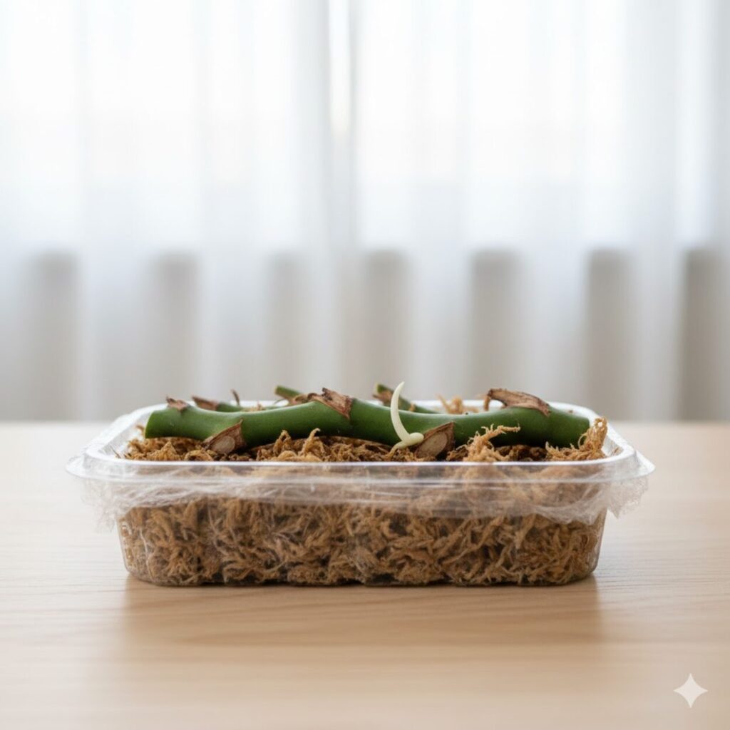 モンステラ　根がないなら茎伏せで再生させる