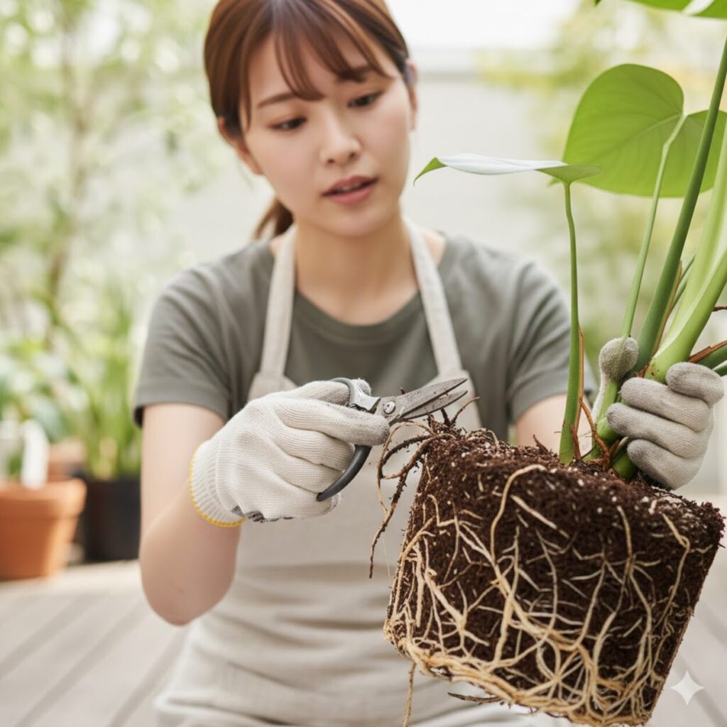 モンステラ　根っこは切っちゃダメ？切っていい根の境界線