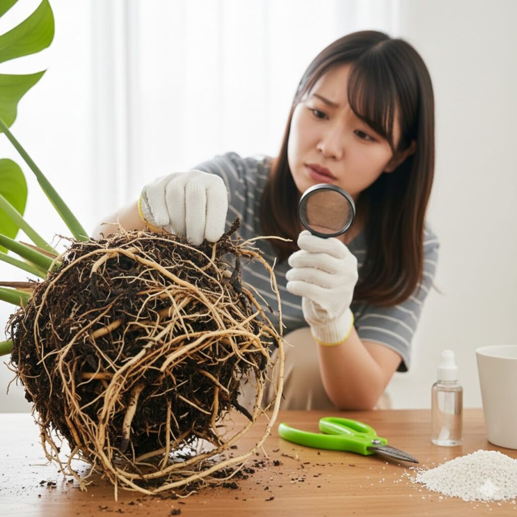 モンステラ　根腐れと水切れの違いを見極める