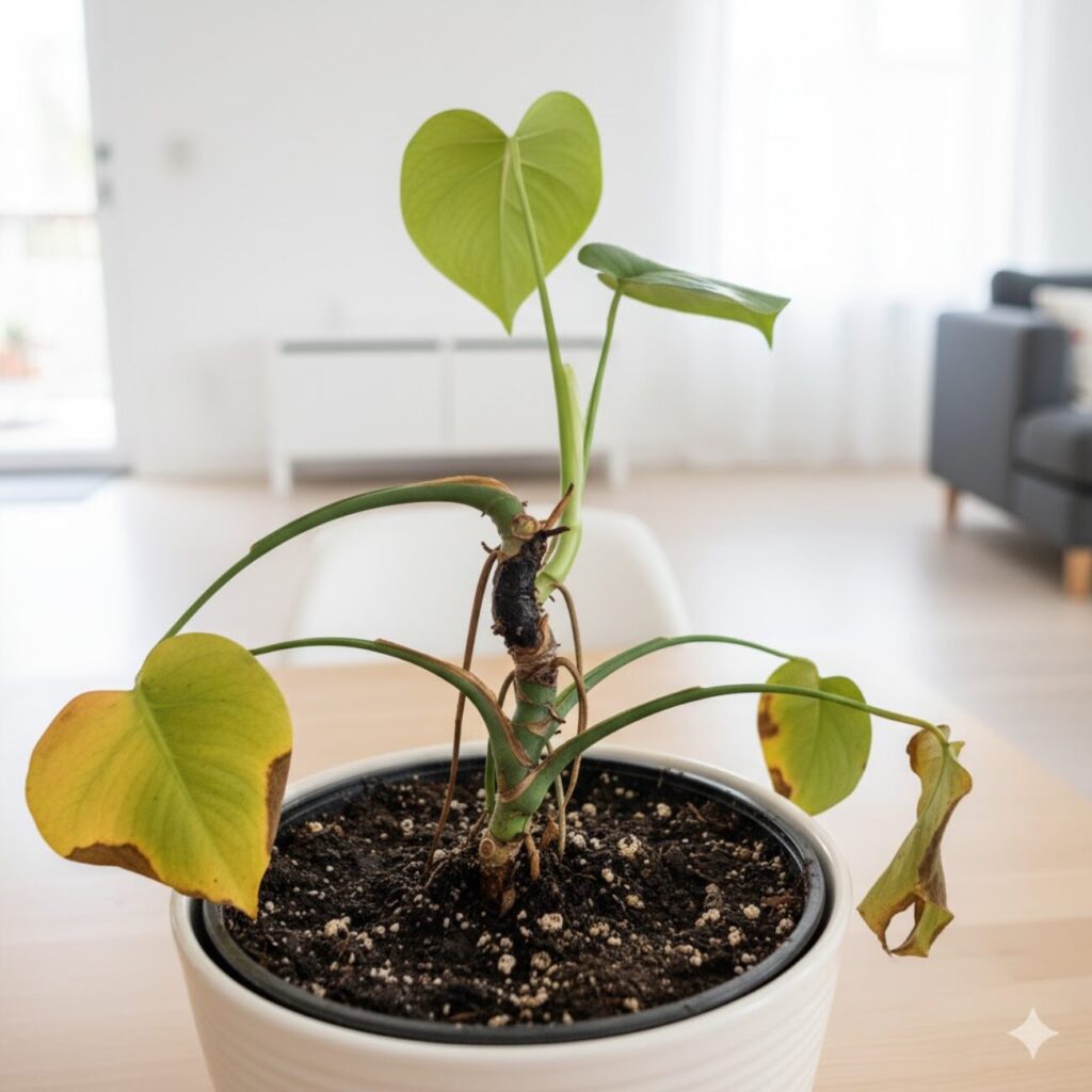 モンステラ　根詰まりの放置は根腐れを招く