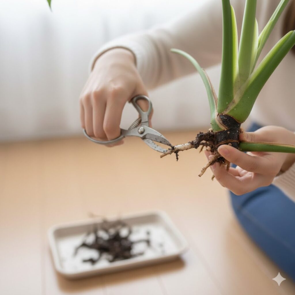 モンステラ 腐った根の正しい切り方