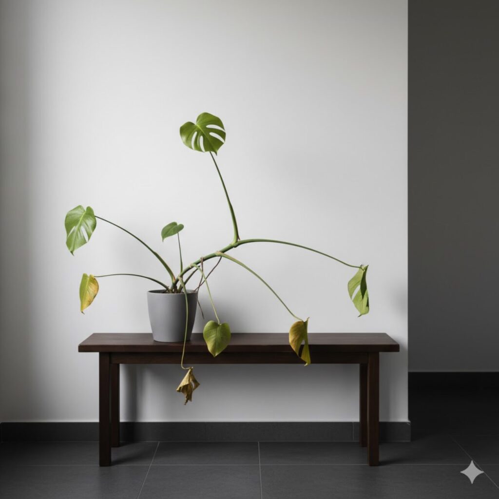 モンステラ　茎がひょろひょろ伸びる（徒長）