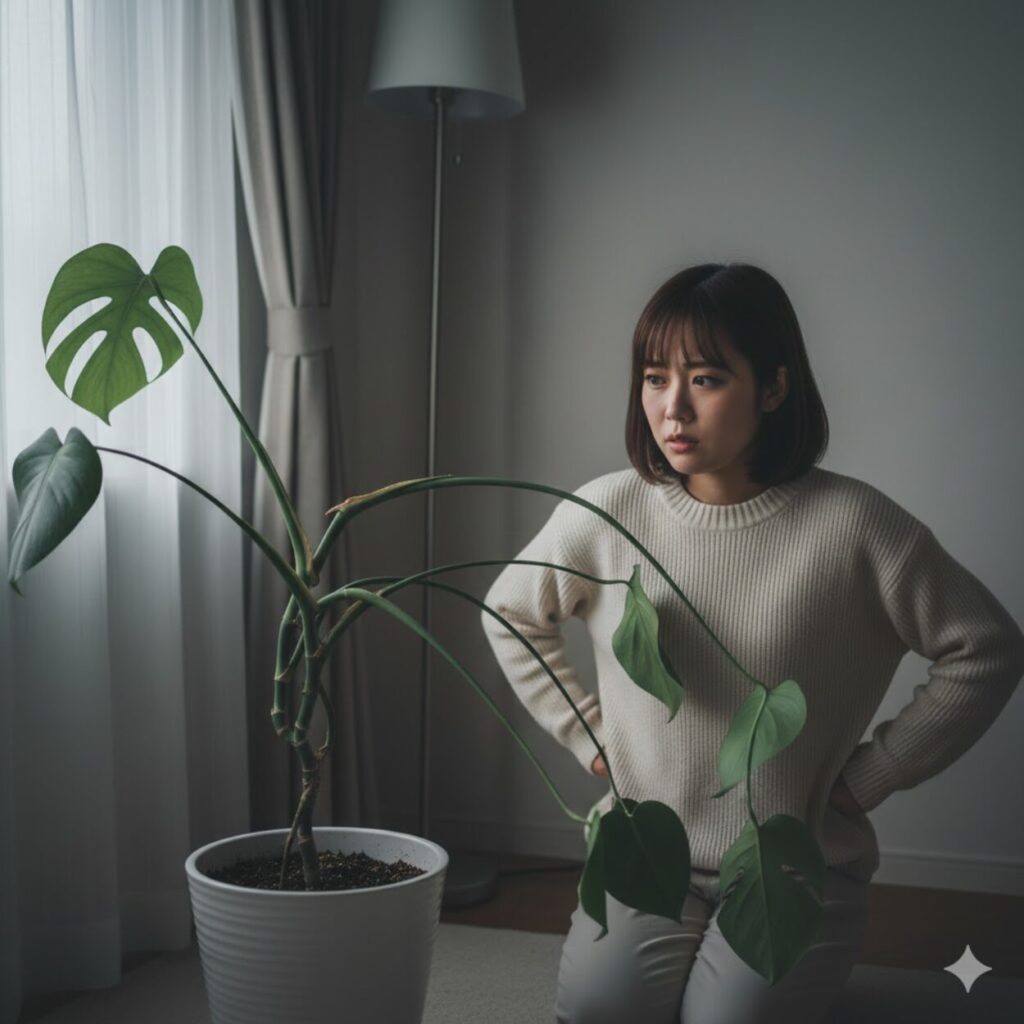 モンステラ　茎が垂れるのは徒長が原因