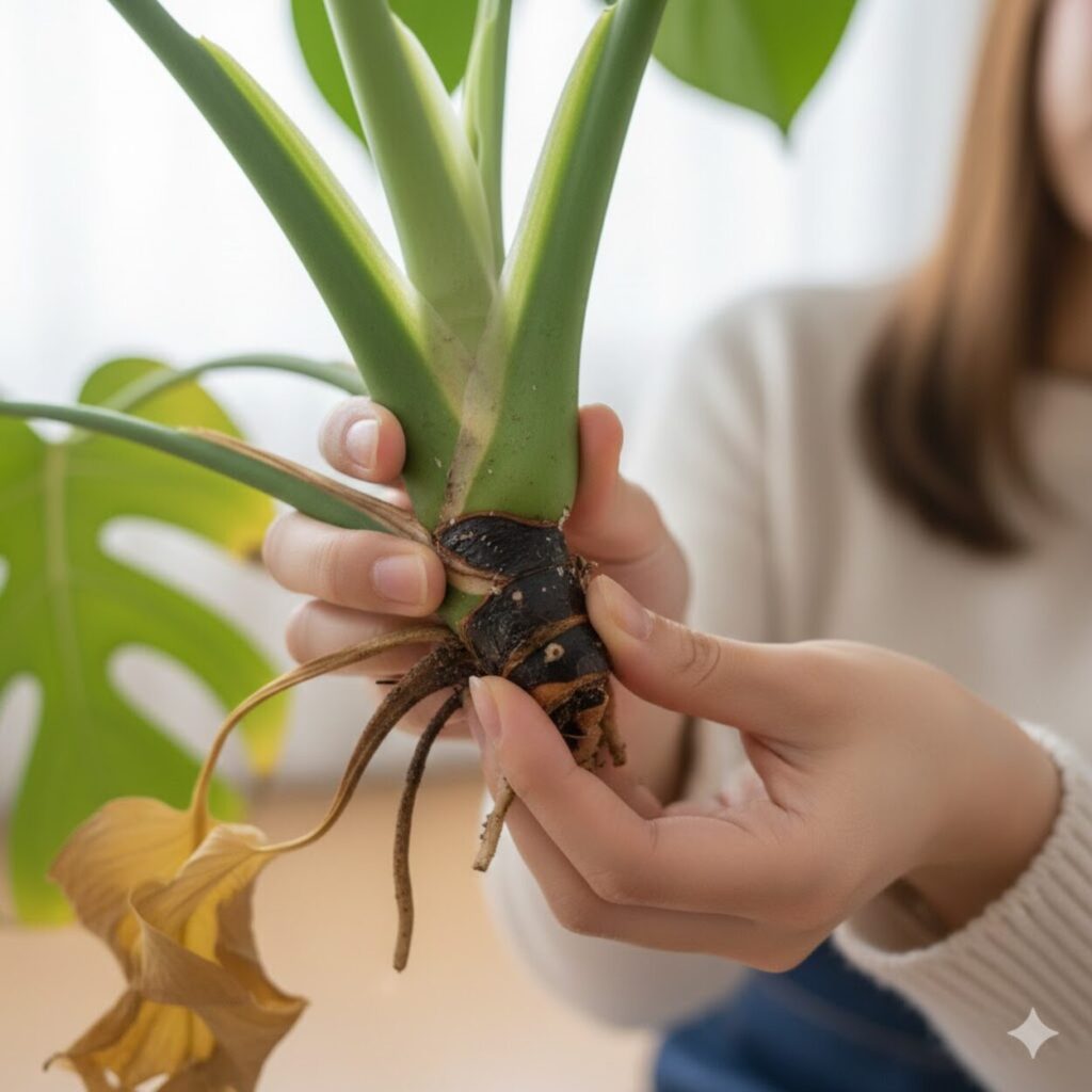 モンステラ 茎が黒い・ブヨブヨは危険な状態