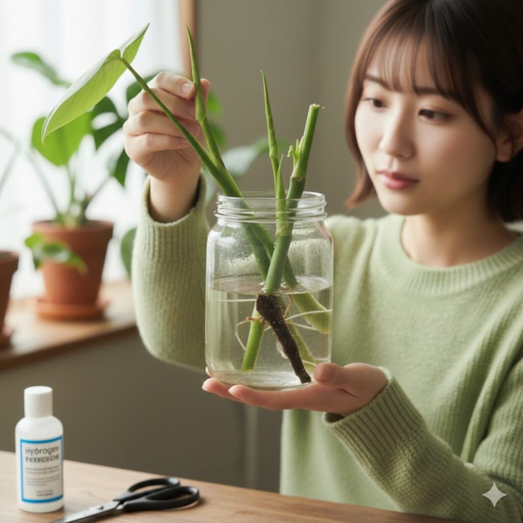 モンステラ　茎が黒くなる腐敗のサインと対処