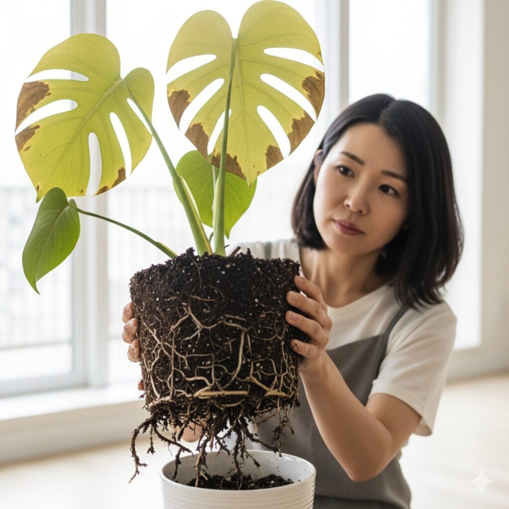 モンステラ　葉が黄色いのは病気？根腐れのサイン