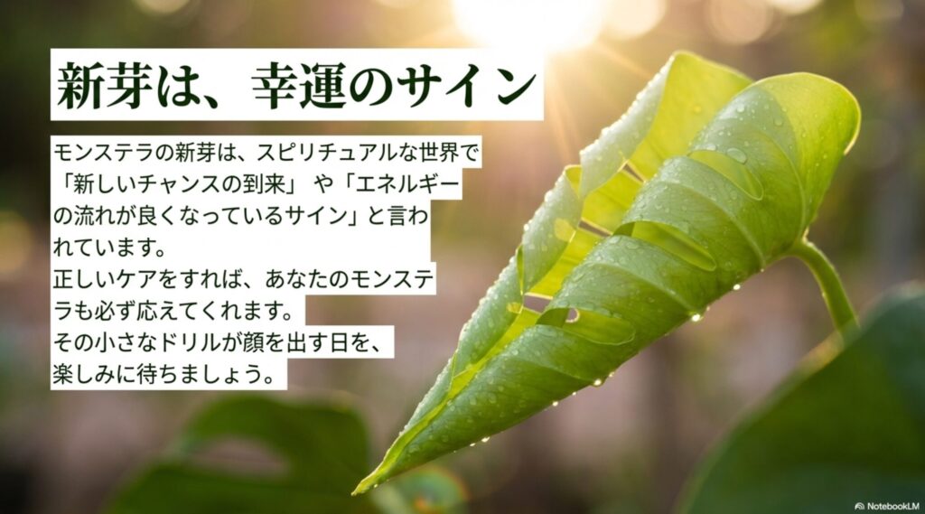 モンステラの新芽は幸運のサインというスピリチュアルメッセージ
