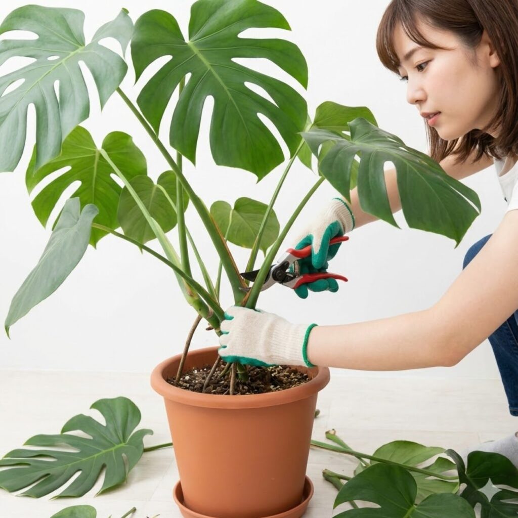 モンステラの間引き剪定の実践編