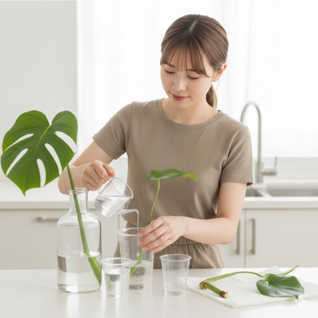 モンステラ 失敗を防ぐおすすめの容器と水換え頻度