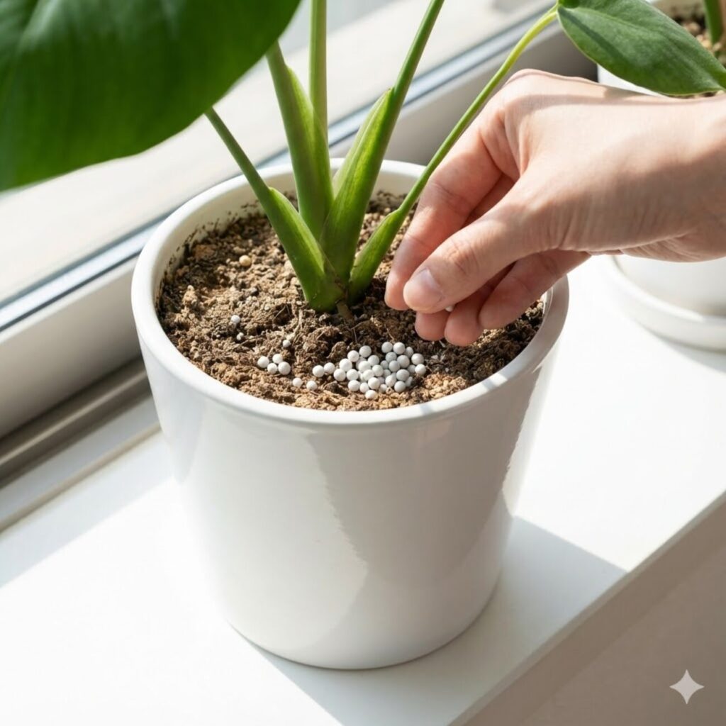 モンステラ 室内ならコバエ対策に化成肥料