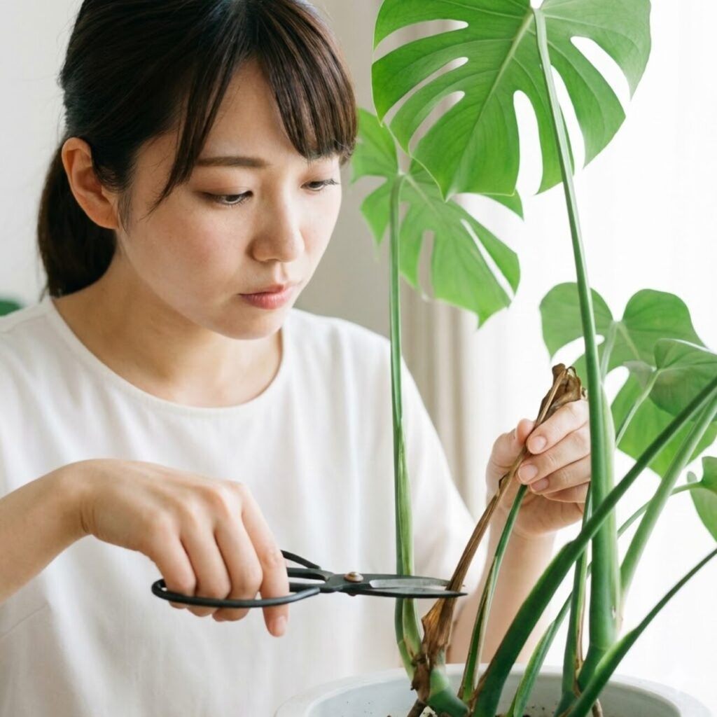 モンステラ　枯れた葉っぱだけ切るのが鉄則