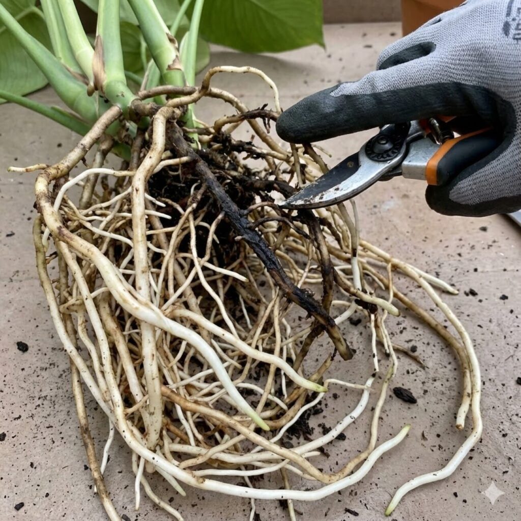 モンステラ 植え替えで根っこは切っちゃダメなのか